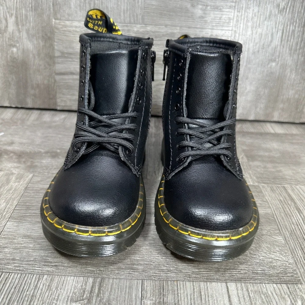 Dr. Martens 1460 Boots Kids 7 Toddler Black Leather Combat Side Zip NEW